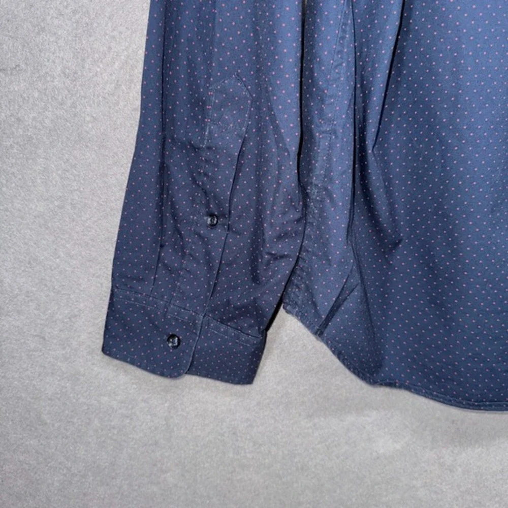 J. Crew Shirt Mens XL Navy Red Slim Fit Button Down Polka Dot Modern Prep Casual